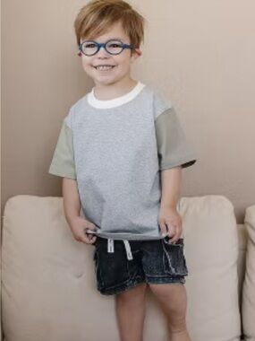 Olive + Scout Kids Gray Colorblock Top